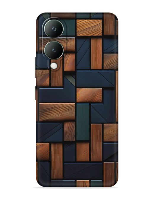 Wooden Background Cubes Embossed Soft Silicone Case for Vivo Y17S