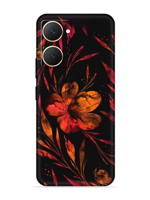 Red Flower Painting Embossed Soft Silicone Case for Vivo Y18