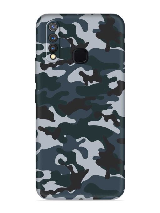 Dark Blue Army Military Art Embossed Soft Silicone Case for Vivo Y19 Zapvi