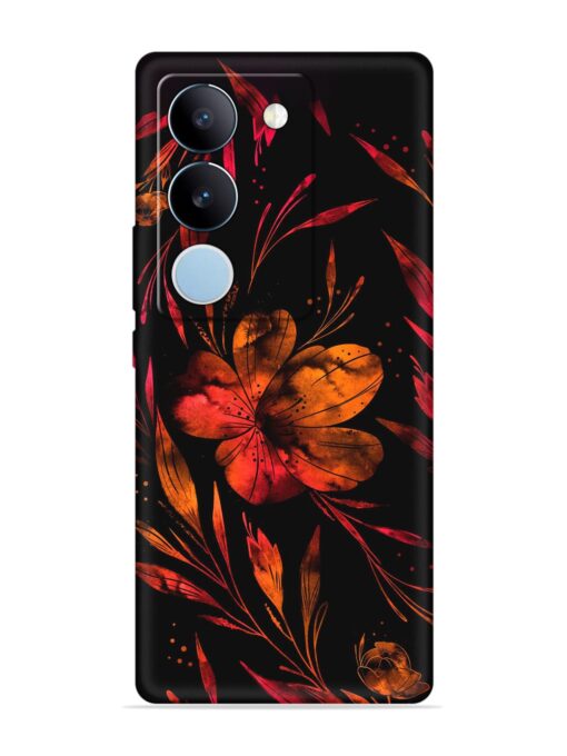 Red Flower Painting Embossed Soft Silicone Case for Vivo Y200 (5G) Zapvi