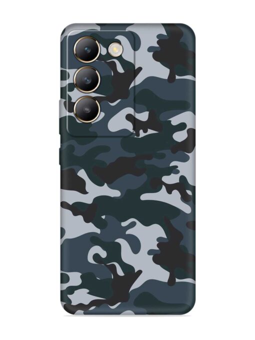 Dark Blue Army Military Art Embossed Soft Silicone Case for Vivo Y200E (5G)