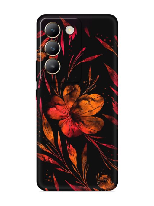 Red Flower Painting Embossed Soft Silicone Case for Vivo Y200E (5G) Zapvi