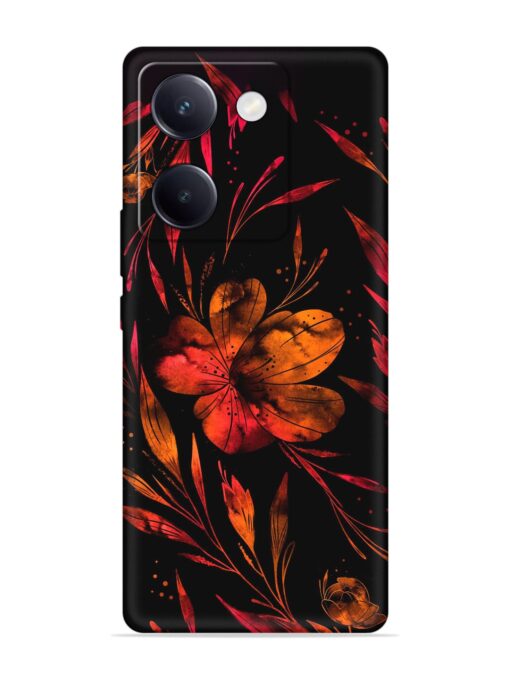 Red Flower Painting Embossed Soft Silicone Case for Vivo Y200 Pro (5G) Zapvi