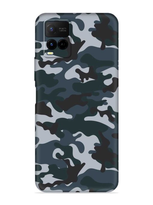 Dark Blue Army Military Art Embossed Soft Silicone Case for Vivo Y21 Zapvi