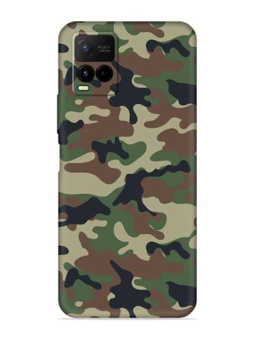 Army Military Camouflage Dark Green Embossed Soft Silicone Case for Vivo Y21 Zapvi