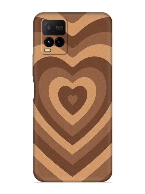 Brown Heart Embossed Soft Silicone Case for Vivo Y21 Zapvi