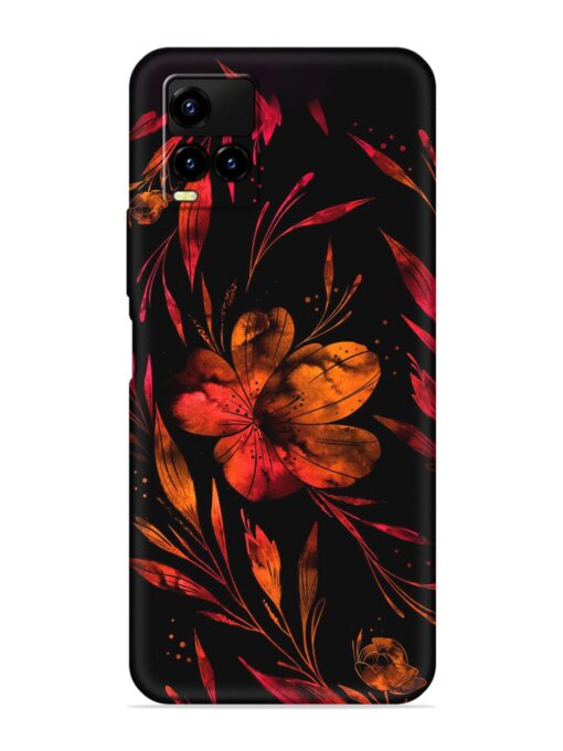 Red Flower Painting Embossed Soft Silicone Case for Vivo Y21E Zapvi