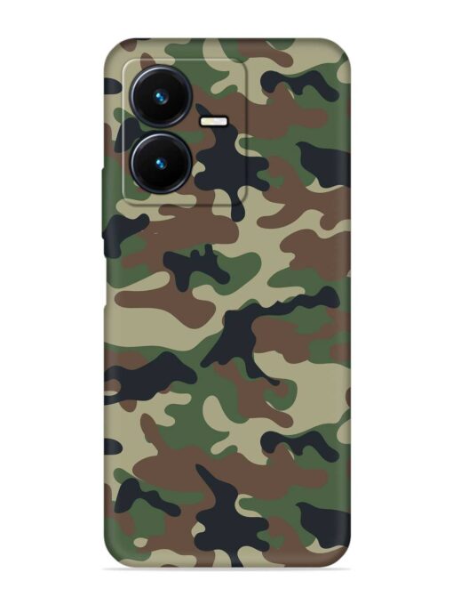 Army Military Camouflage Dark Green Embossed Soft Silicone Case for Vivo Y22 Zapvi