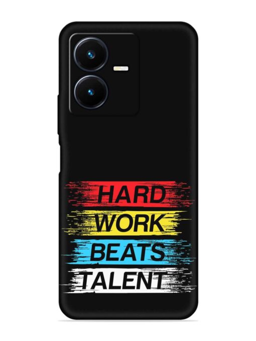 Hard Work Beats Embossed Soft Silicone Case for Vivo Y22 Zapvi