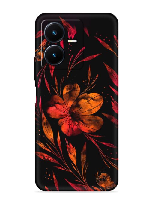 Red Flower Painting Embossed Soft Silicone Case for Vivo Y22 Zapvi