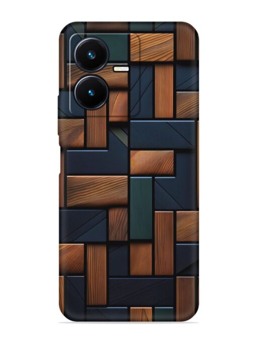 Wooden Background Cubes Embossed Soft Silicone Case for Vivo Y22 Zapvi