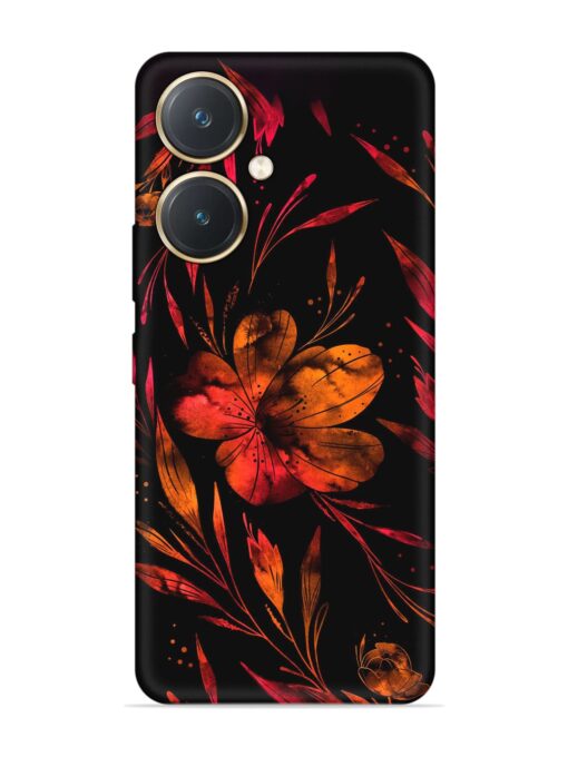 Red Flower Painting Embossed Soft Silicone Case for Vivo Y27 Zapvi