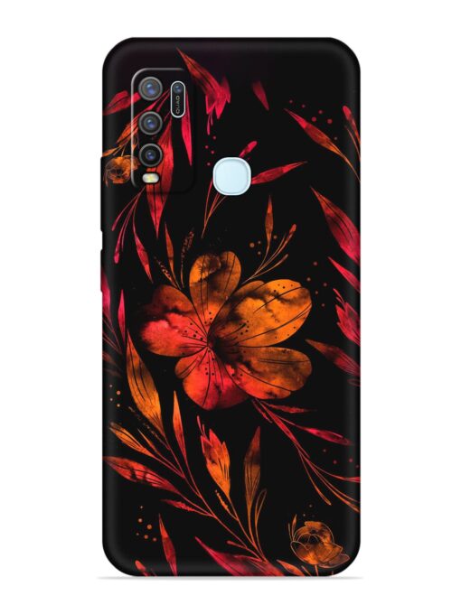 Red Flower Painting Embossed Soft Silicone Case for Vivo Y30