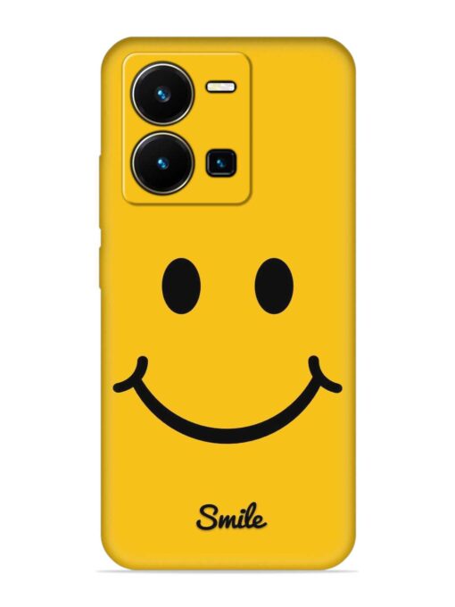 Yellow Smiley Embossed Soft Silicone Case for Vivo Y35 Zapvi