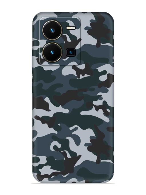 Dark Blue Army Military Art Embossed Soft Silicone Case for Vivo Y35