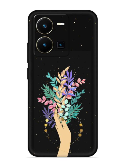 Flower On Hand Embossed Soft Silicone Case for Vivo Y35 Zapvi