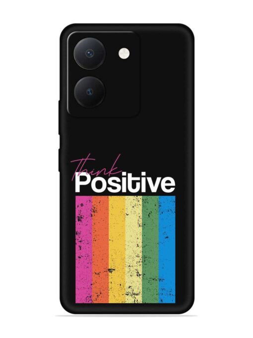 Think Positive Typography Embossed Soft Silicone Case for Vivo Y36 Zapvi