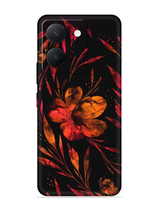 Red Flower Painting Embossed Soft Silicone Case for Vivo Y36