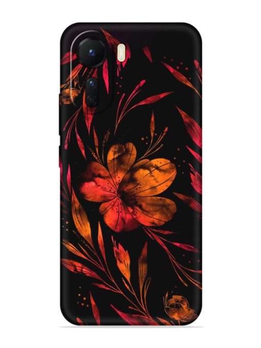 Red Flower Painting Embossed Soft Silicone Case for Vivo Y56 (5G)