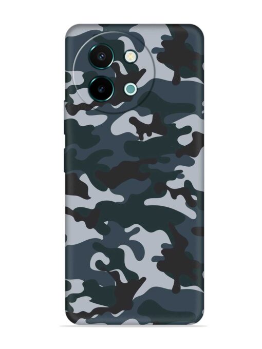 Dark Blue Army Military Art Embossed Soft Silicone Case for Vivo Y58 (5G)