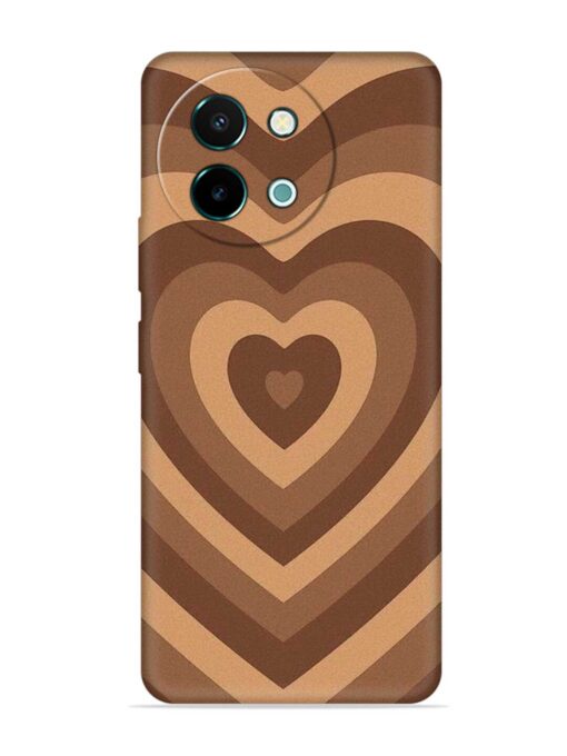 Brown Heart Embossed Soft Silicone Case for Vivo Y58 (5G)