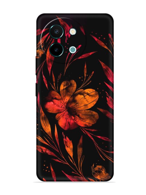 Red Flower Painting Embossed Soft Silicone Case for Vivo Y58 (5G) Zapvi