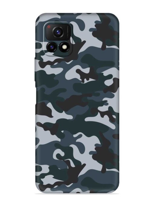 Dark Blue Army Military Art Embossed Soft Silicone Case for Vivo Y72 (5G) Zapvi