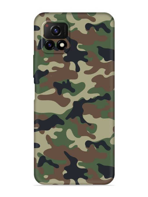 Army Military Camouflage Dark Green Embossed Soft Silicone Case for Vivo Y72 (5G)