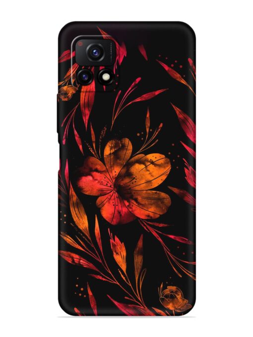 Red Flower Painting Embossed Soft Silicone Case for Vivo Y72 (5G) Zapvi