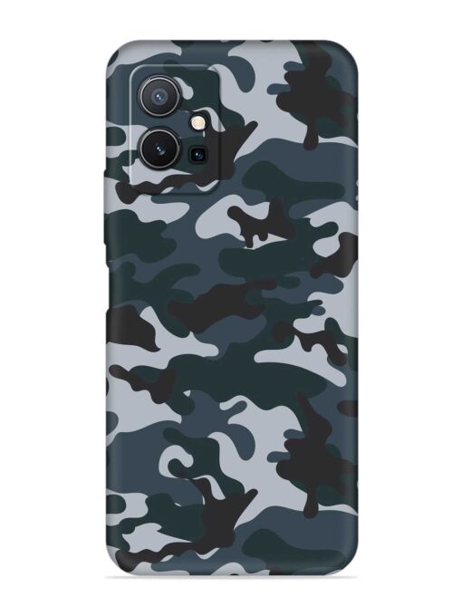 Dark Blue Army Military Art Embossed Soft Silicone Case for Vivo Y75 (5G)