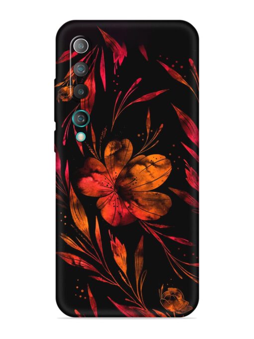 Red Flower Painting Embossed Soft Silicone Case for Xiaomi Mi 10 Zapvi