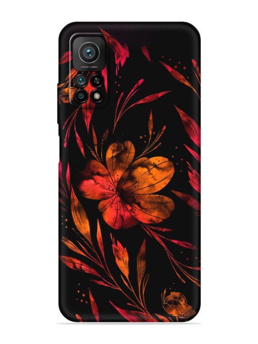 Red Flower Painting Embossed Soft Silicone Case for Xiaomi Mi 10T (5G)