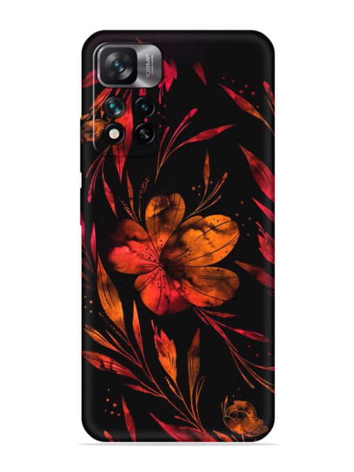 Red Flower Painting Embossed Soft Silicone Case for Xiaomi Mi 11I (5G)