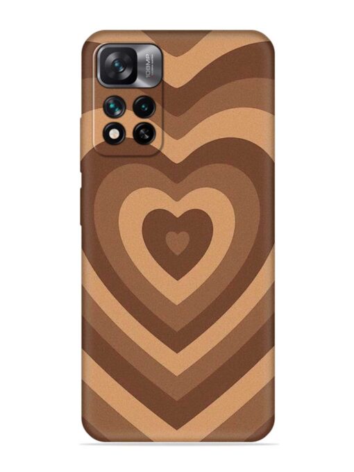 Brown Heart Embossed Soft Silicone Case for Xiaomi Mi 11I Hypercharge (5G) Zapvi