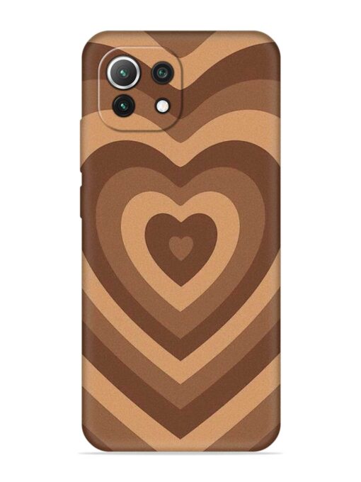 Brown Heart Embossed Soft Silicone Case for Xiaomi Mi 11 Lite Zapvi