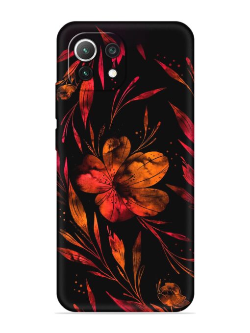 Red Flower Painting Embossed Soft Silicone Case for Xiaomi Mi 11 Lite Zapvi