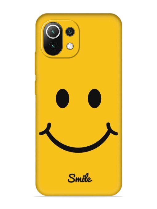 Yellow Smiley Embossed Soft Silicone Case for Xiaomi Mi 11 Lite Ne (5G)