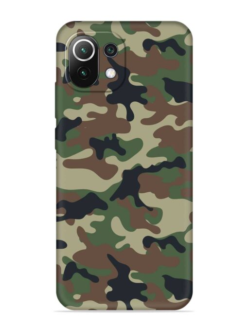 Army Military Camouflage Dark Green Embossed Soft Silicone Case for Xiaomi Mi 11 Lite Ne (5G) Zapvi