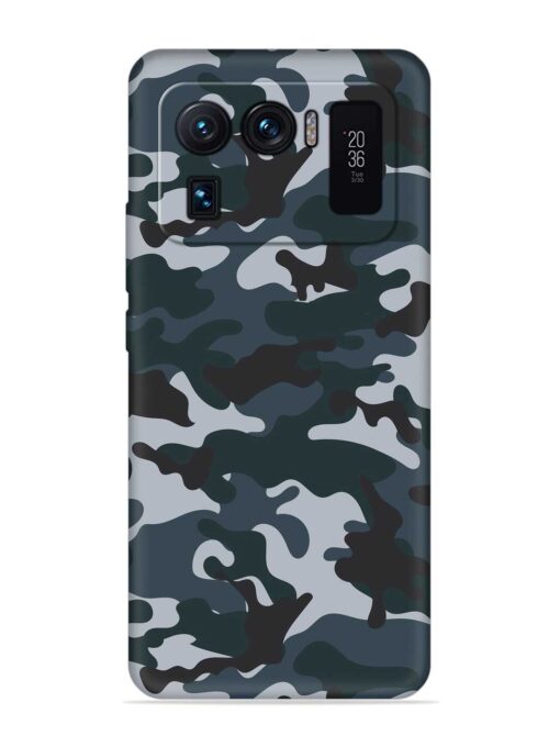 Dark Blue Army Military Art Embossed Soft Silicone Case for Xiaomi Mi 11 Ultra