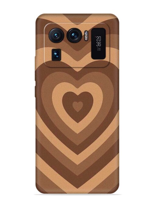 Brown Heart Embossed Soft Silicone Case for Xiaomi Mi 11 Ultra