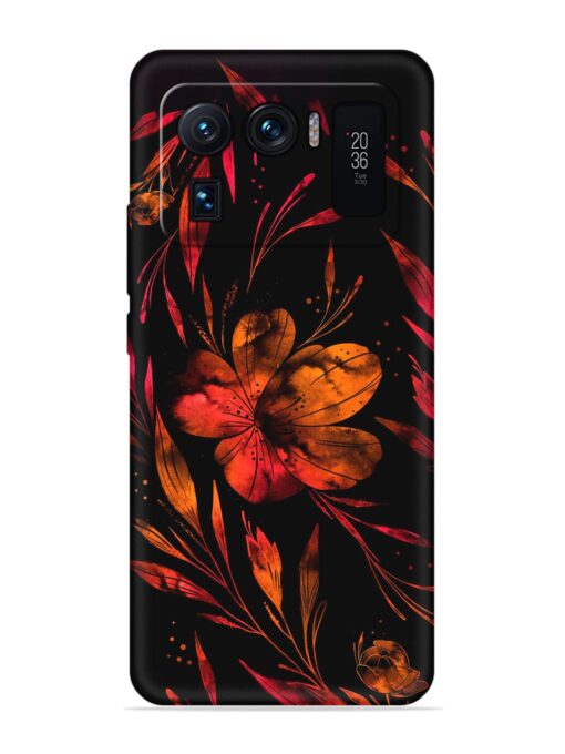 Red Flower Painting Embossed Soft Silicone Case for Xiaomi Mi 11 Ultra