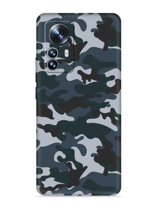 Dark Blue Army Military Art Embossed Soft Silicone Case for Xiaomi Mi 12 Pro (5G)