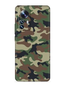 Army Military Camouflage Dark Green Embossed Soft Silicone Case for Xiaomi Mi 12 Pro (5G)