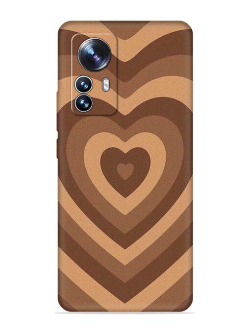 Brown Heart Embossed Soft Silicone Case for Xiaomi Mi 12 Pro (5G) Zapvi