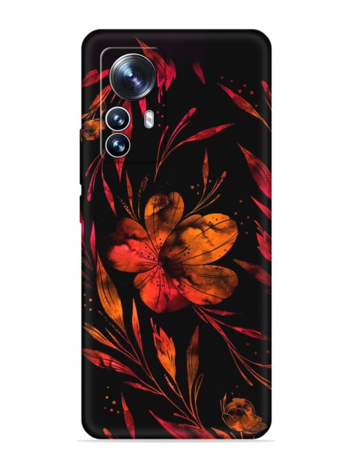 Red Flower Painting Embossed Soft Silicone Case for Xiaomi Mi 12 Pro (5G) Zapvi