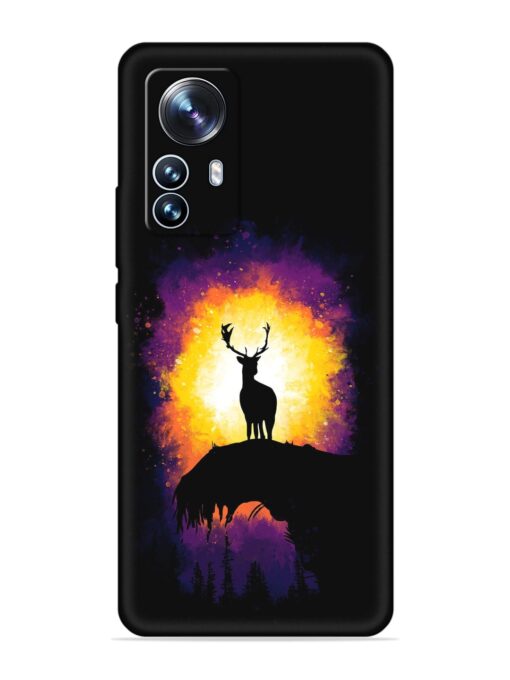 Elk Animal Art Embossed Soft Silicone Case for Xiaomi Mi 12 Pro (5G)