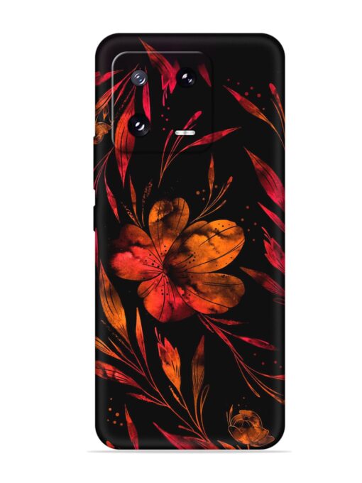 Red Flower Painting Embossed Soft Silicone Case for Xiaomi Mi 13 Pro (5G) Zapvi