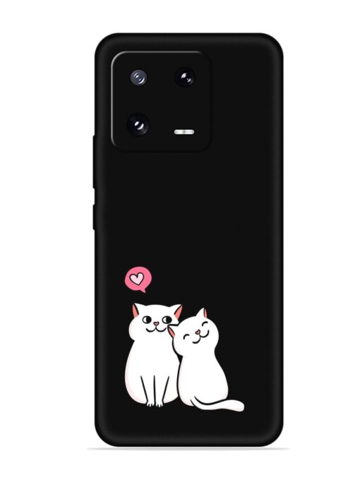 Cute Loving Cats Embossed Soft Silicone Case for Xiaomi Mi 13 Pro (5G)