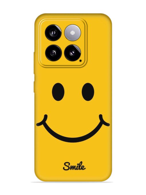 Yellow Smiley Embossed Soft Silicone Case for Xiaomi Mi 14 (5G)