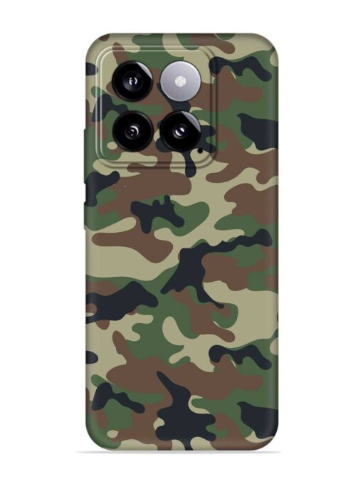 Army Military Camouflage Dark Green Embossed Soft Silicone Case for Xiaomi Mi 14 (5G)